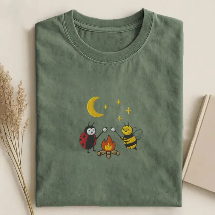 Bee & Ladybug Campfire Embroidered T-shirt