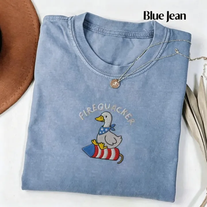 Silly Goose 4th of July Embroidered T-shirt