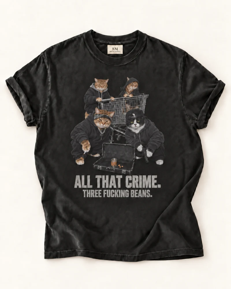 Three Bean Heist Cat Gang T-Shirt