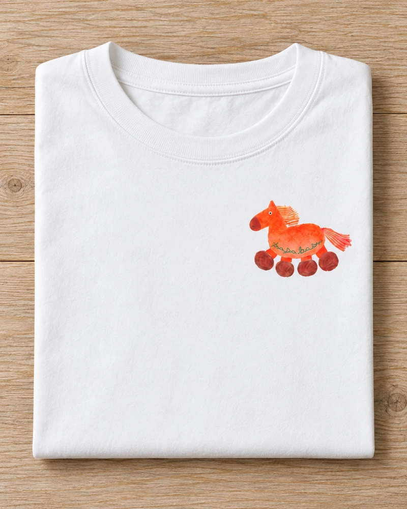 Folded white cotton Going My Own Way Pony T-Shirt