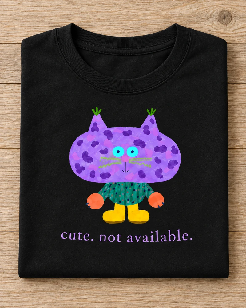 Black cotton Cute. Not Available. Cat T-Shirt