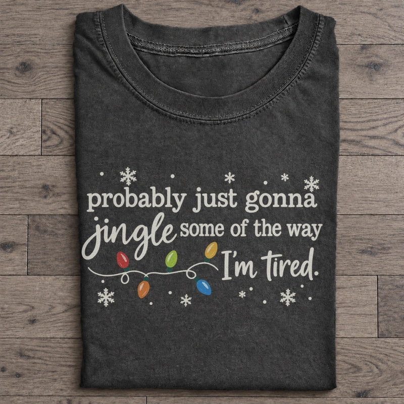 Jingle Some of the Way Graphic T-Shirt on a washed-black T-shirt