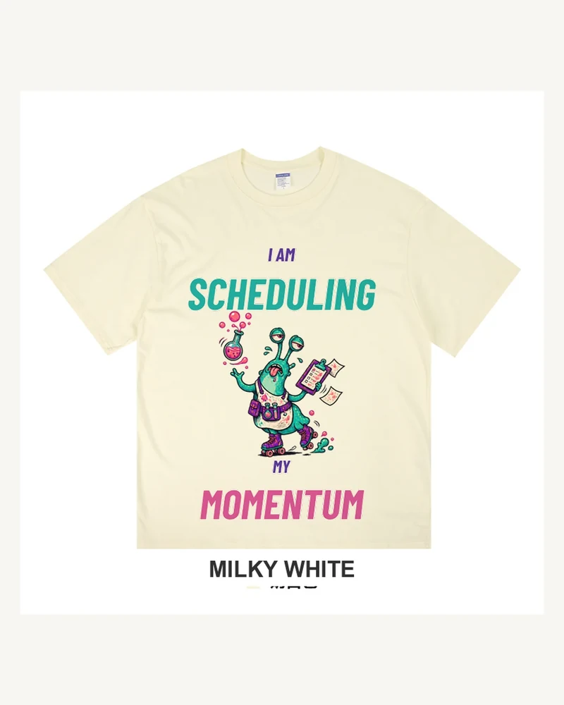 Complete cream T-shirt featuring Scheduled Momentum Slug T-Shirt
