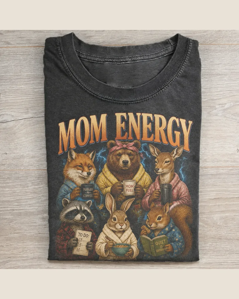 Mom Energy Animal Collage T-shirt