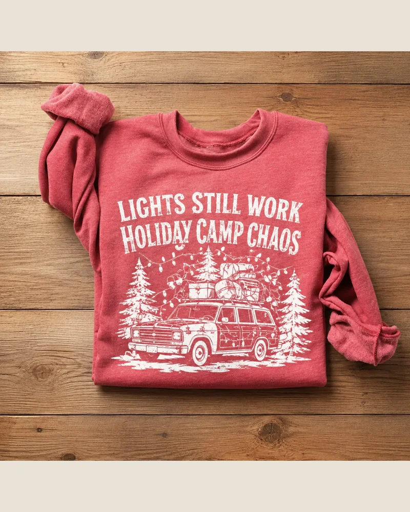 Lights Still Work Holiday Camp Sweatshirt