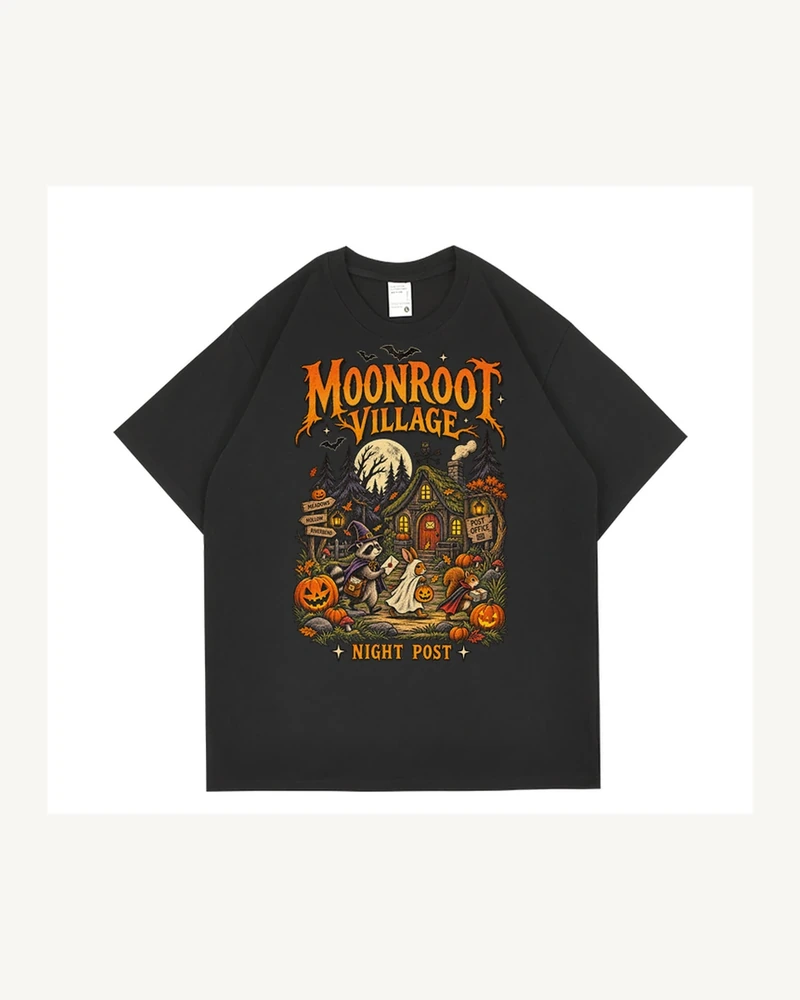 Moonroot Village Night Post T-shirt