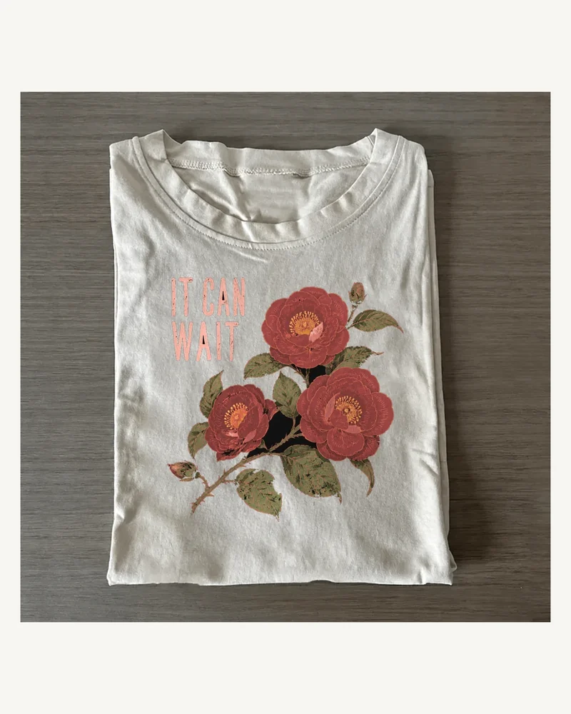 It Can Wait Vintage Rose Graphic T-shirt