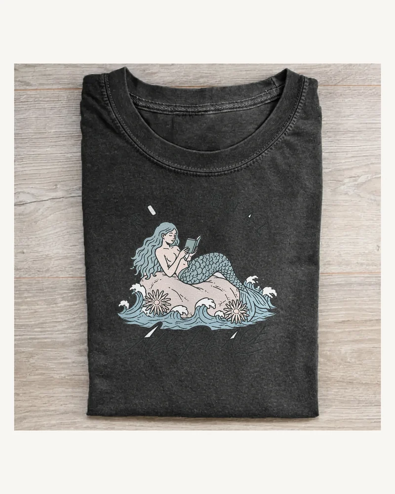 No Signal All Peace Mermaid Graphic T-shirt
