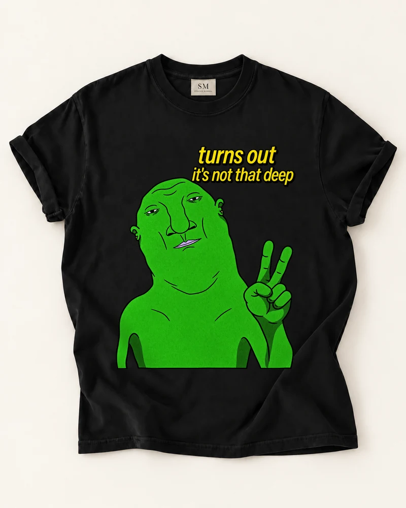 Black T-shirt with not that deep peace sign front graphic