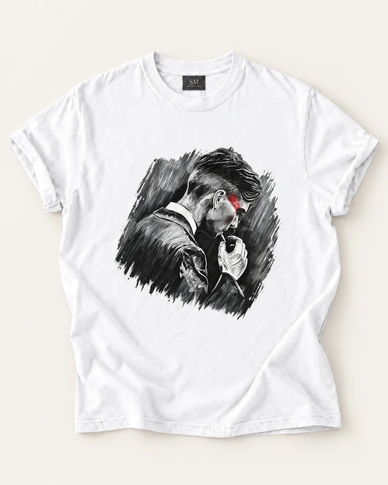 White T-shirt with quiet resolve portrait front graphic