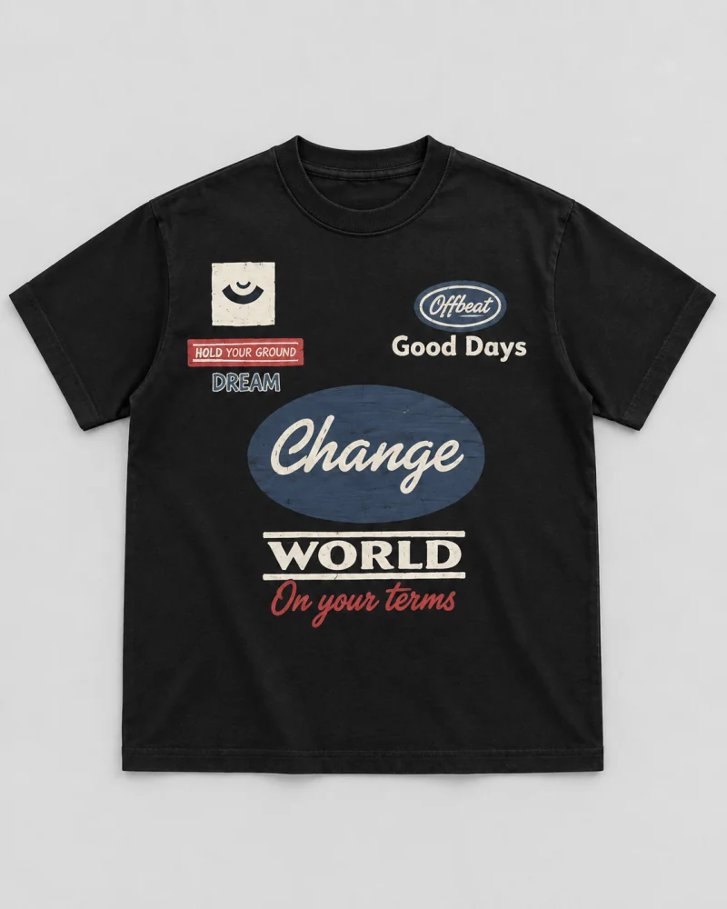 Black cotton Own Your World Graphic T-Shirt