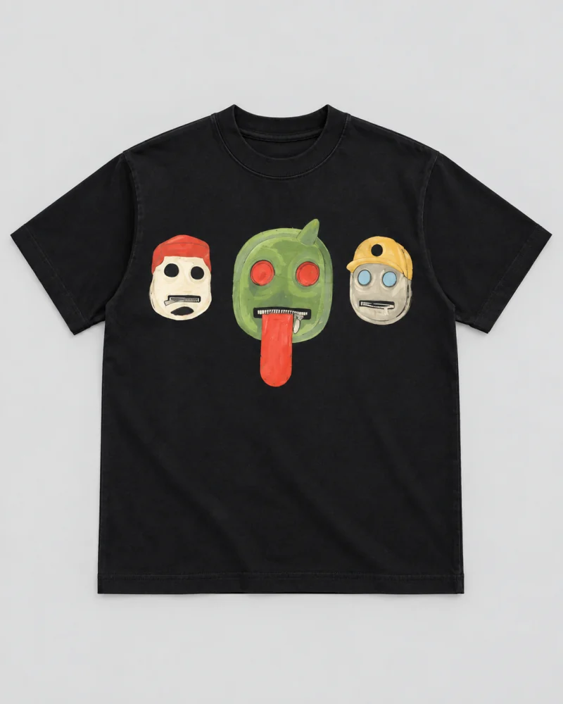 Black cotton Odd Company Mask Graphic T-Shirt