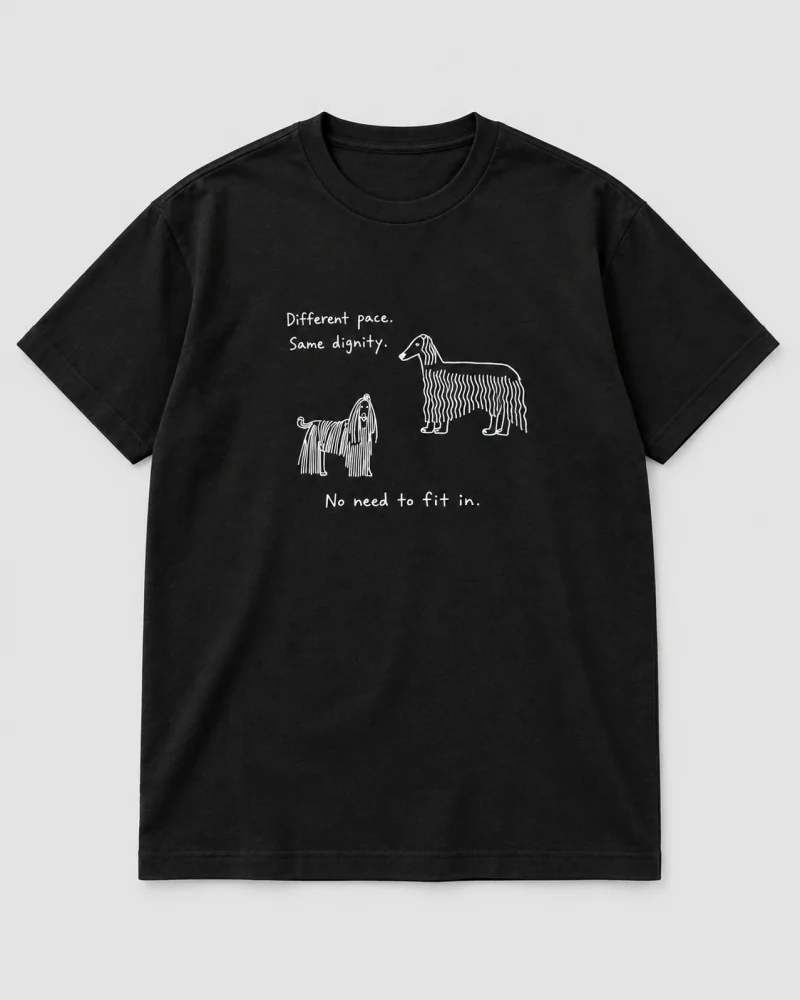 Black cotton Different Pace Dog Graphic T-Shirt