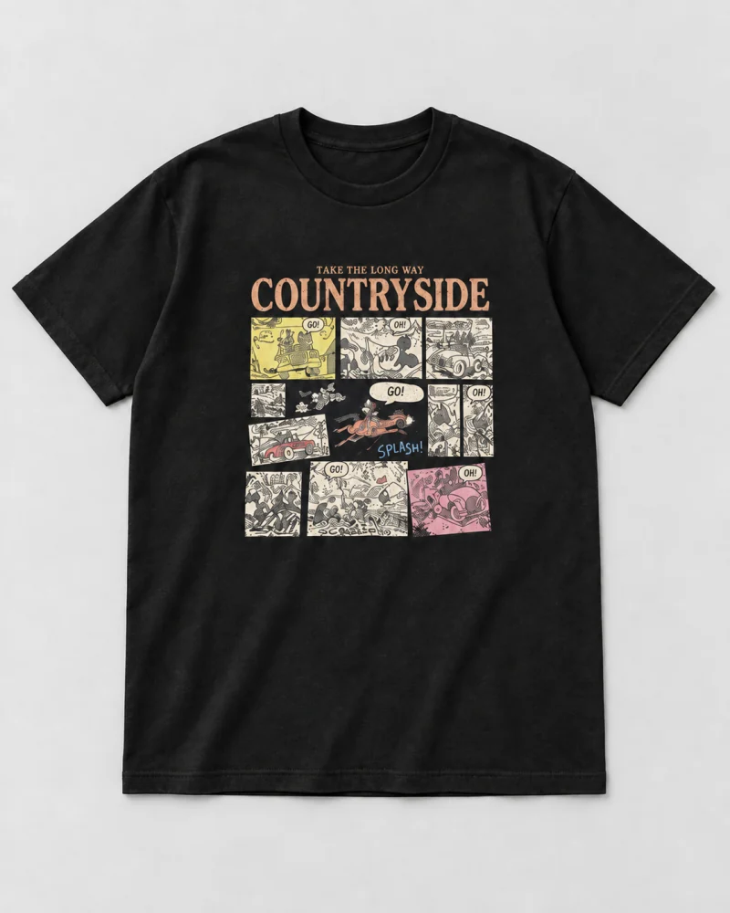 Black cotton Take the Long Way Comic Graphic T-Shirt