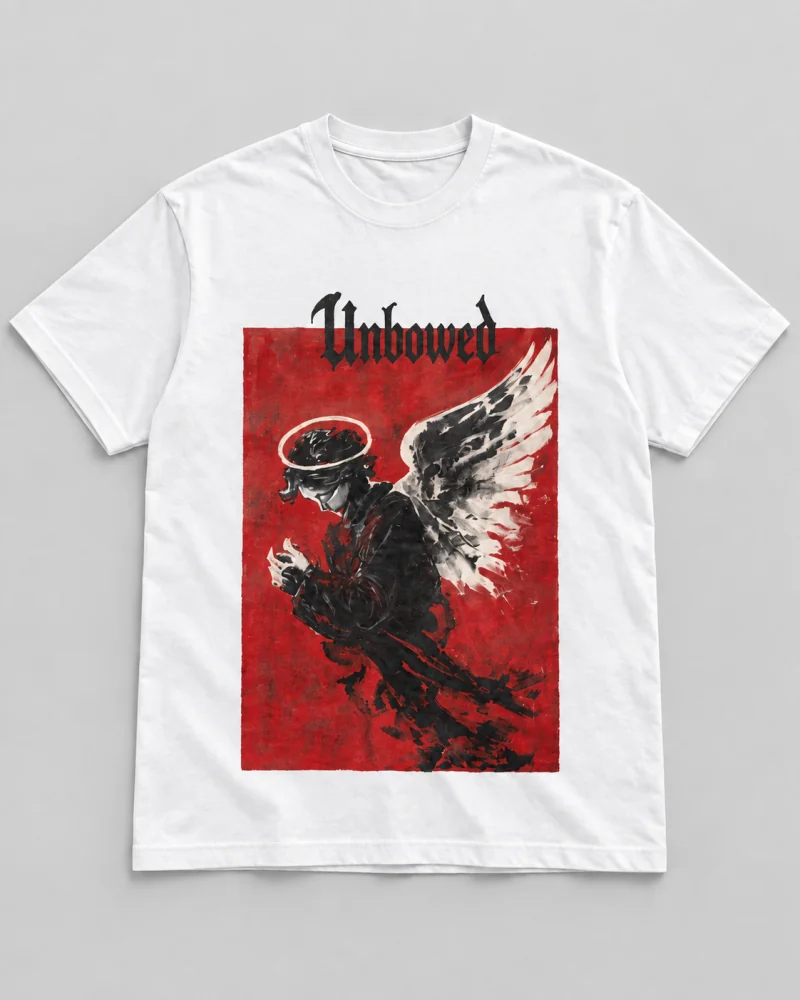 White cotton Unbowed Angel Graphic T-Shirt