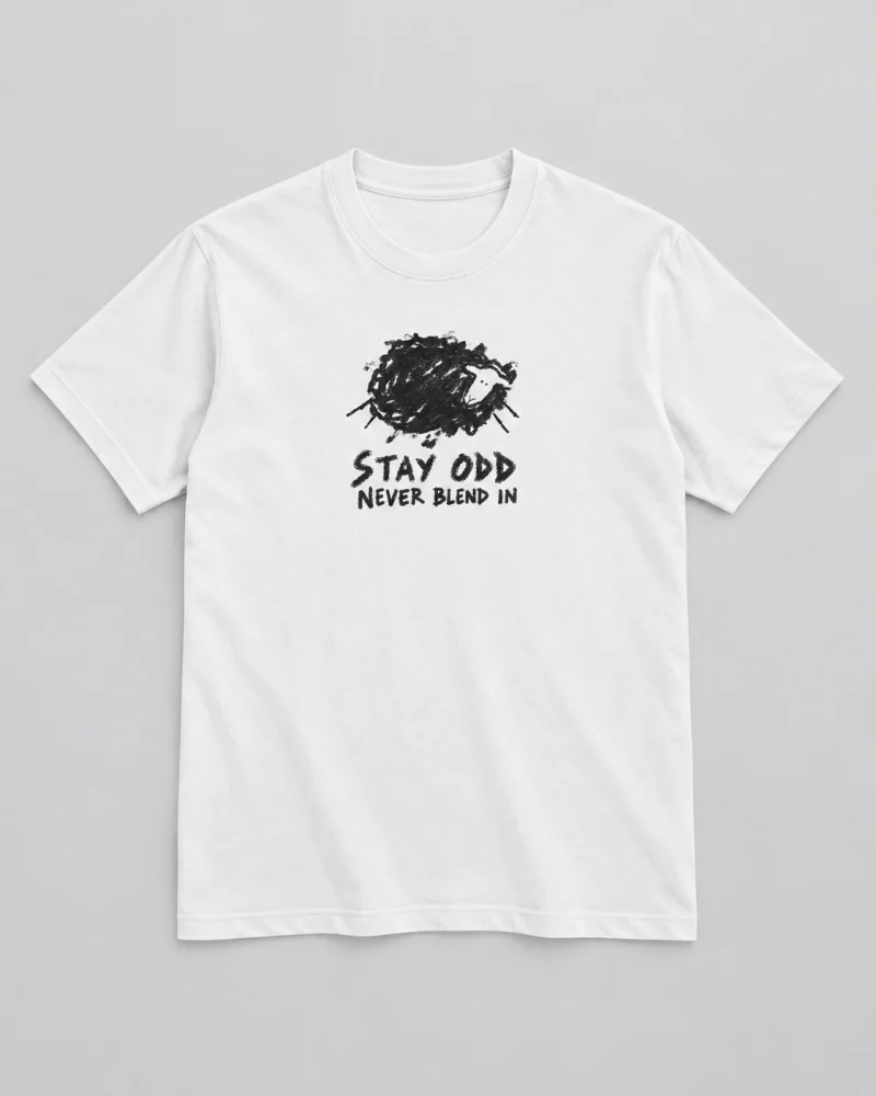 White cotton Stay Odd Sheep Graphic T-Shirt