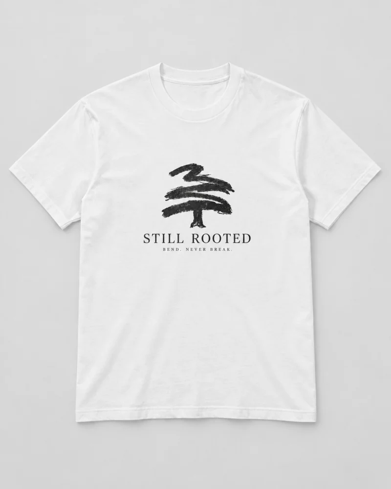 White cotton Still Rooted Tree Graphic T-Shirt