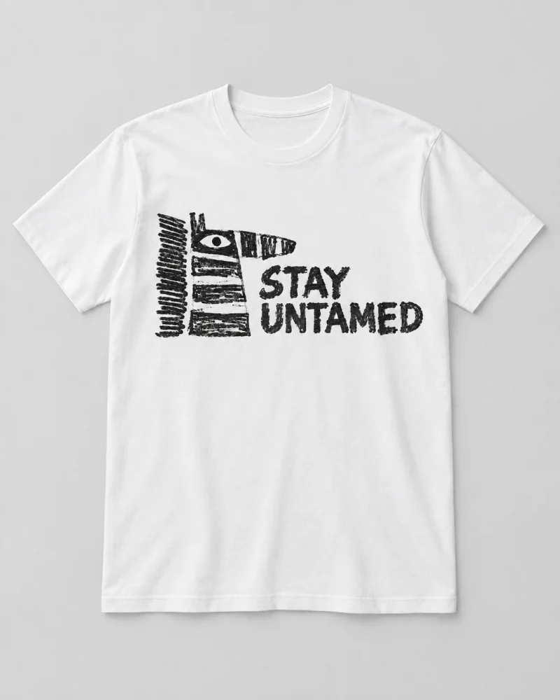 White cotton Stay Untamed Zebra Graphic T-Shirt