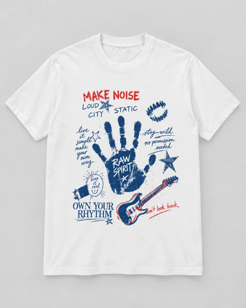 White cotton Raw Spirit Music Graphic T-Shirt