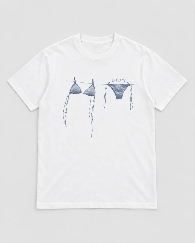 White cotton Off Duty Bikini Graphic T-Shirt