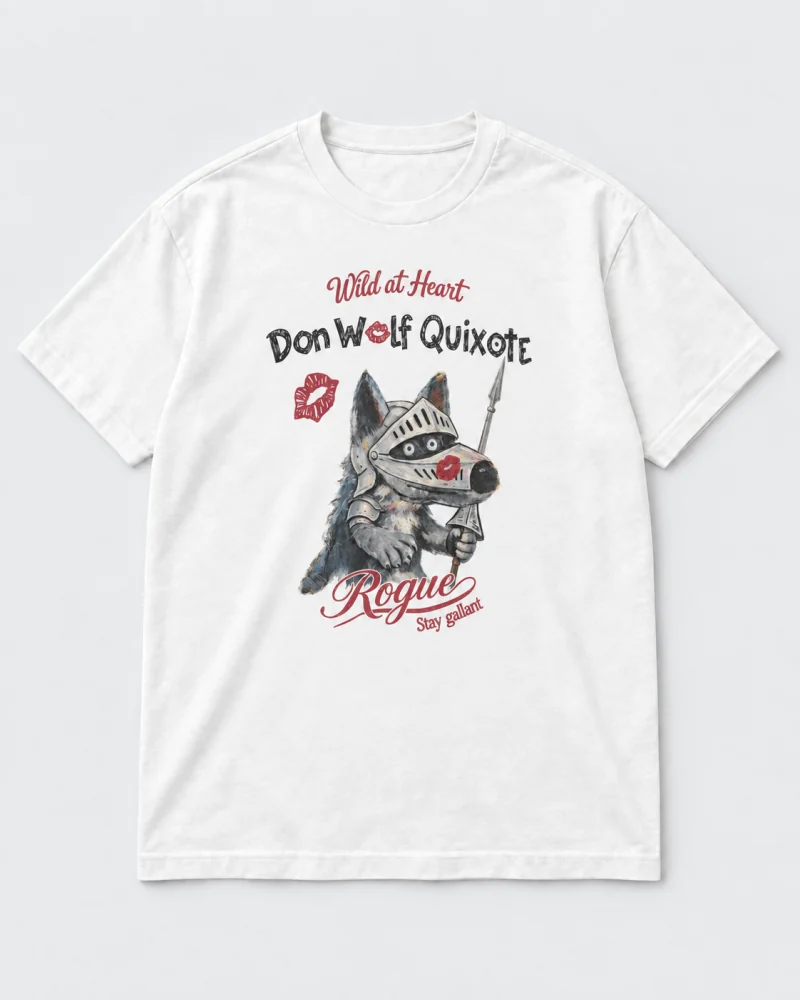 White cotton Don Wolf Quixote Graphic T-Shirt
