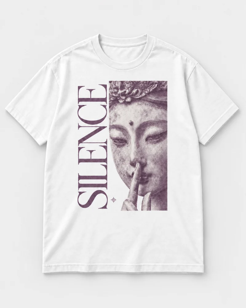 White cotton Silence Statue Graphic T-Shirt