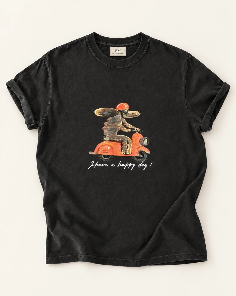 Happy Day Scooter Dog T-Shirt