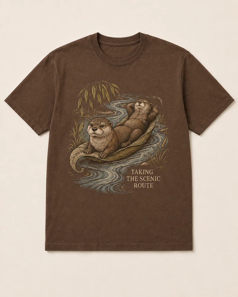 Taking the Scenic Route Otter T-shirt complete front view