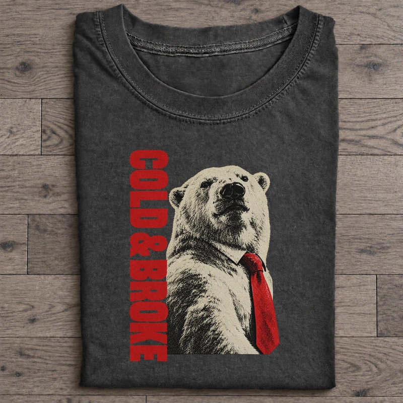 Cold and Broke Graphic T-Shirt on washed-black cotton T-shirt
