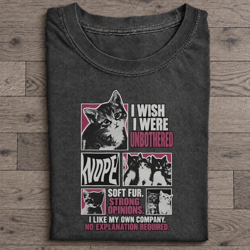 Soft Fur Strong Opinions Graphic T-Shirt on washed-black cotton T-shirt