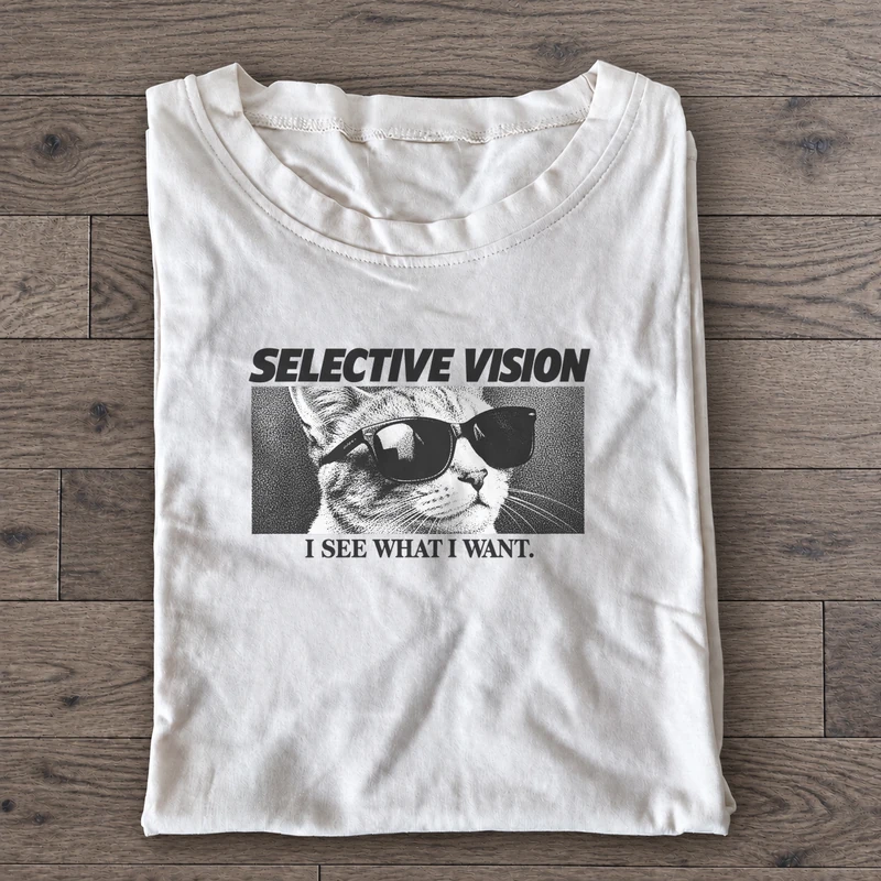Selective Vision Graphic T-Shirt on white cotton T-shirt