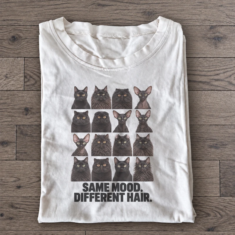 Same Mood Different Hair Graphic T-Shirt on white cotton T-shirt