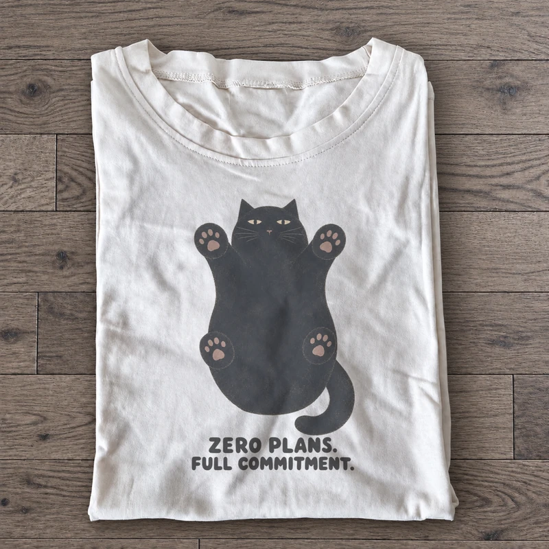 Zero Plans Full Commitment Graphic T-Shirt on white cotton T-shirt