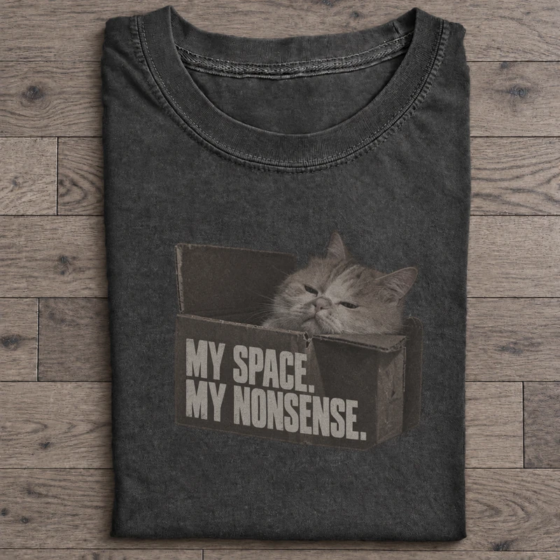 My Space My Nonsense Graphic T-Shirt on washed-black cotton T-shirt