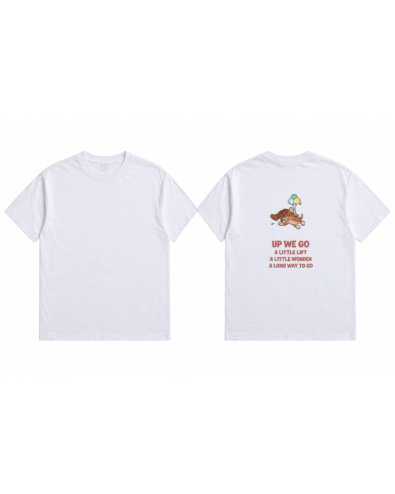 Up We Go Balloon Dog T-shirt — front and back product views