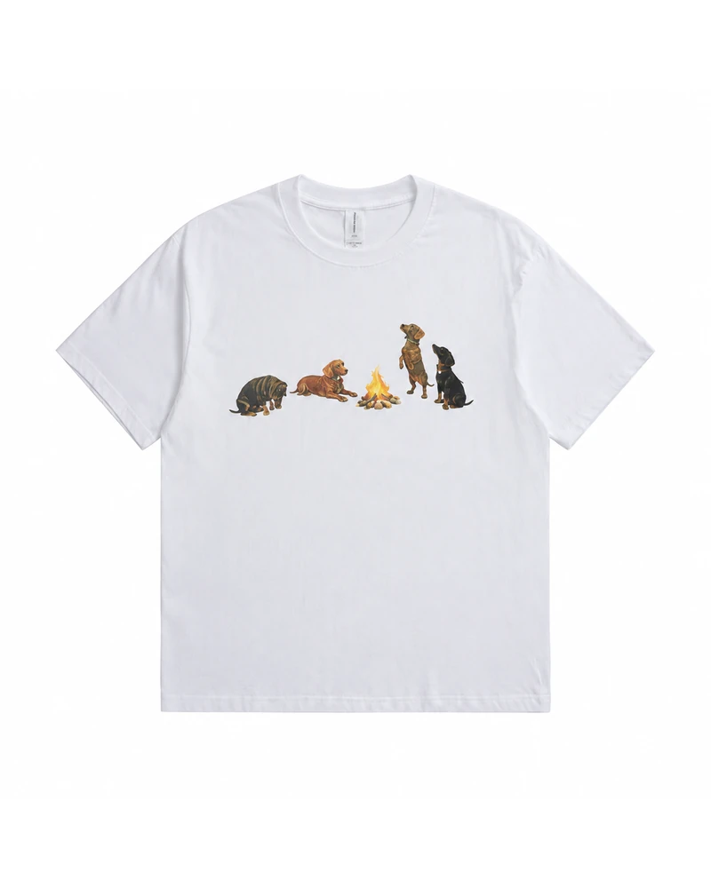 Dogs Around the Campfire T-shirt — complete product view
