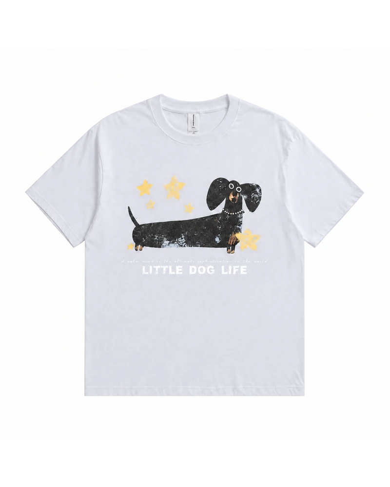 Little Dog Life Star Dachshund T-shirt — complete product view