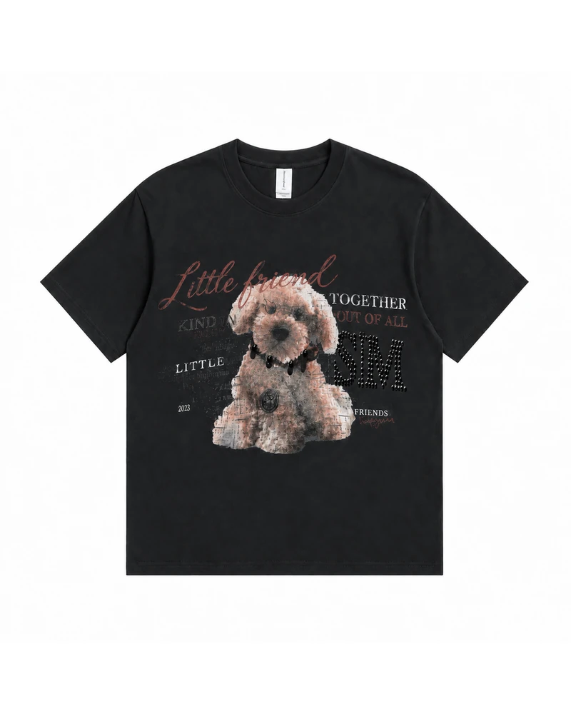 Little Friend Poodle Collage T-shirt — complete product view