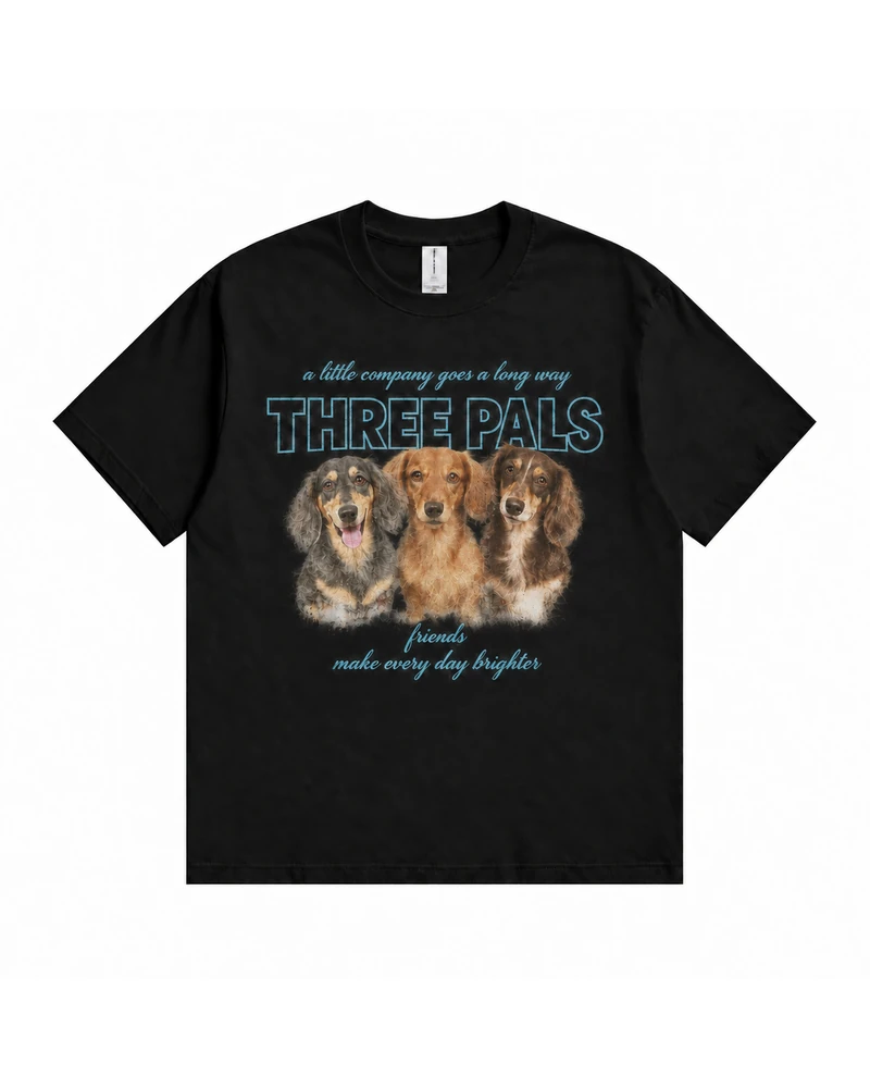 Three Pals Vintage Dog Portrait T-shirt — main view