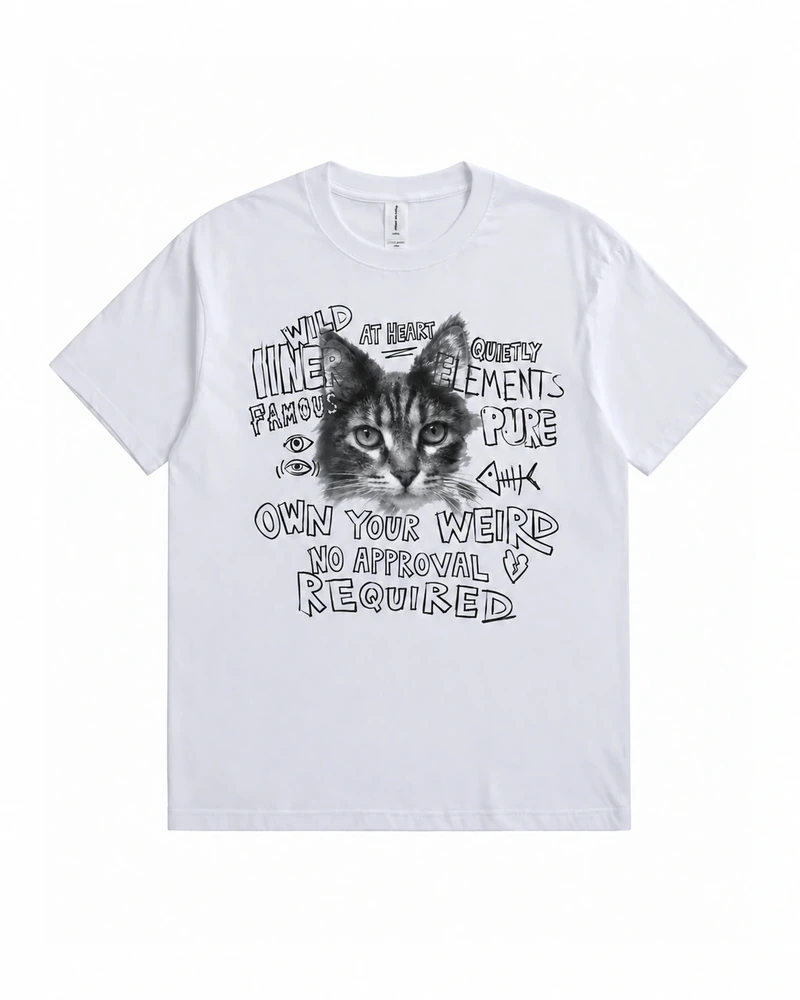 White Wild By Nature Graphic T-shirt, complete front product view