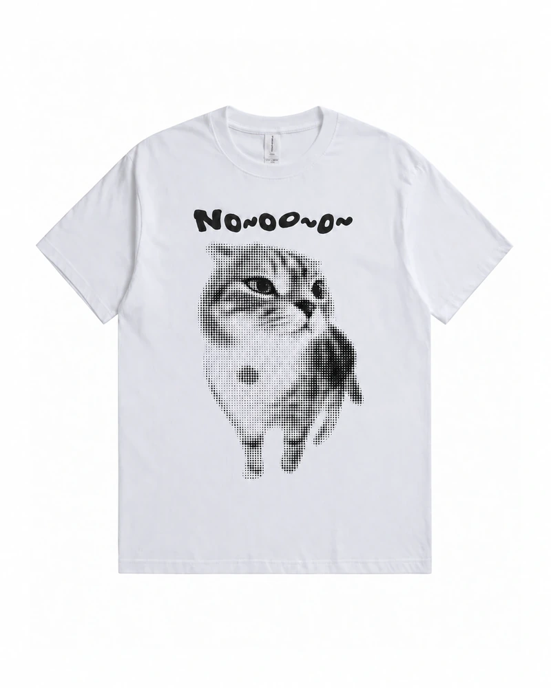 White Nooo Graphic T-shirt, complete front product view