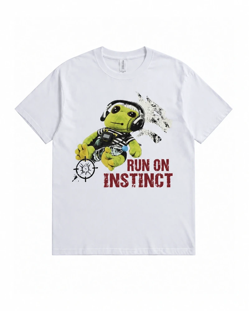 White Run On Instinct Graphic T-shirt, complete front product view
