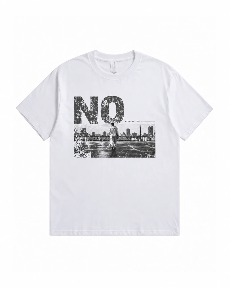 White No Graphic T-shirt, complete front product view
