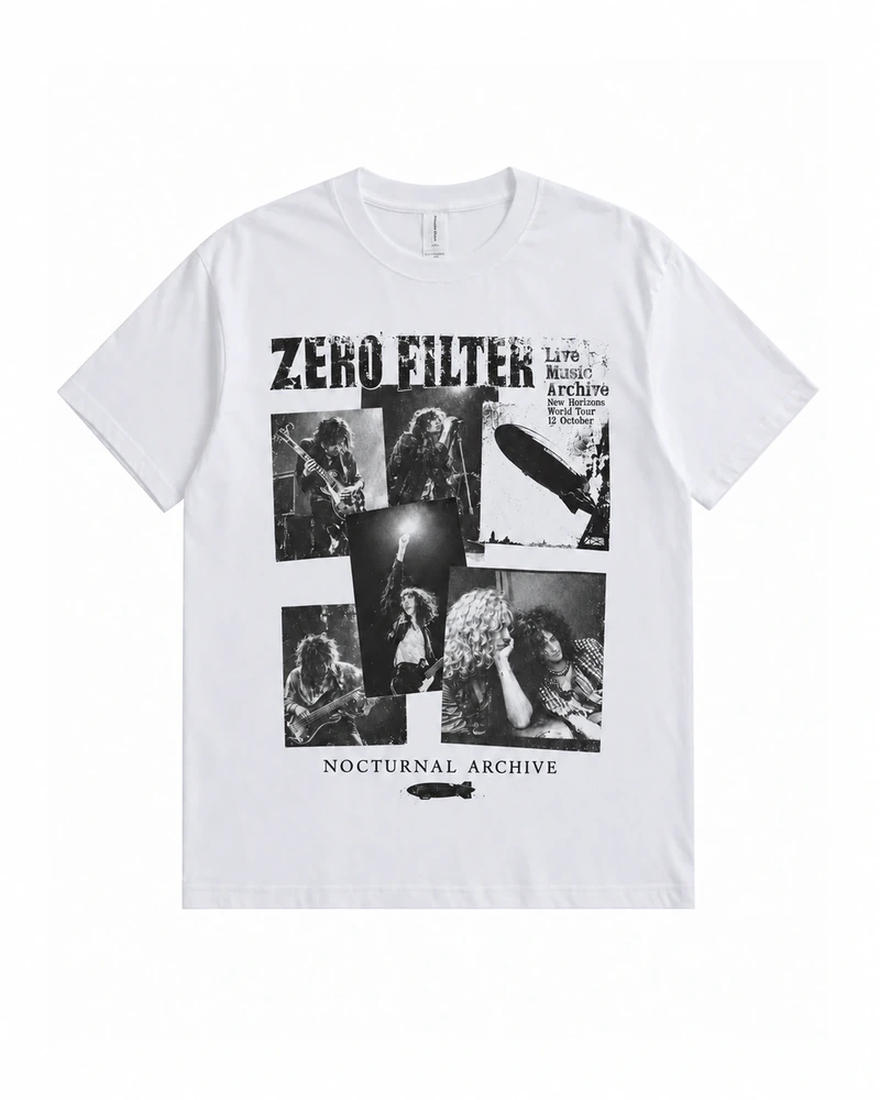 White Zero Filter Graphic T-shirt, complete front product view