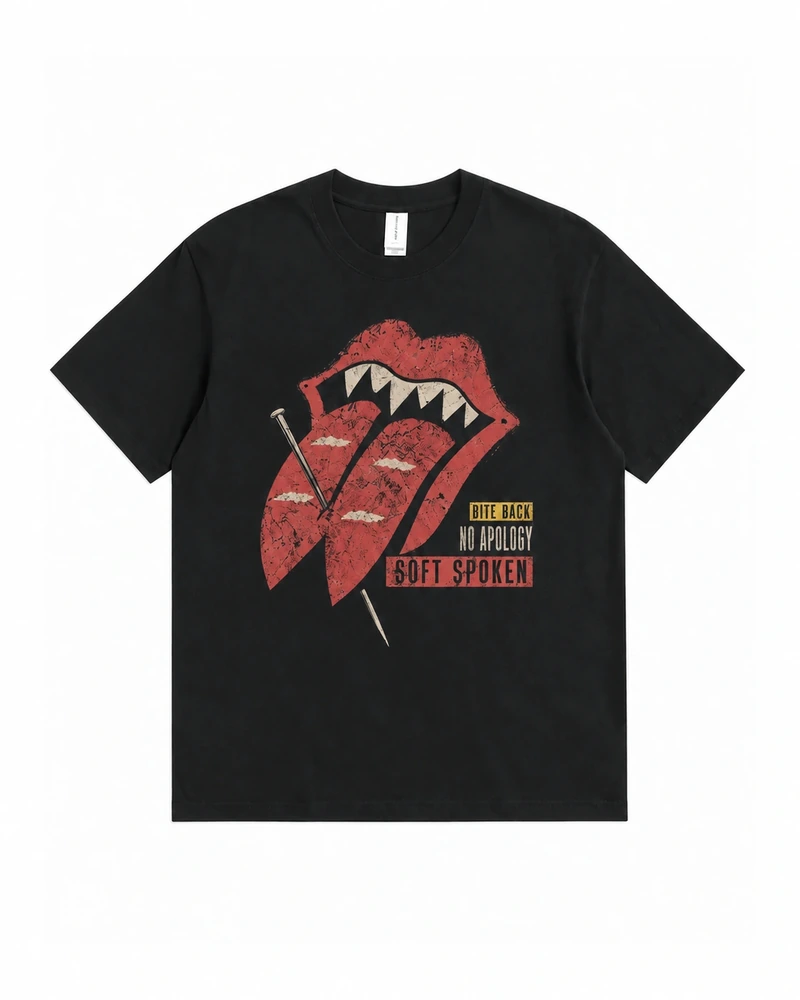 Black Bite Back Graphic T-shirt, complete front product view