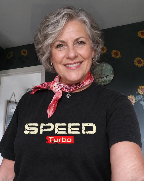 Speed Turbo Typography T-Shirt — AI-edited styling illustration