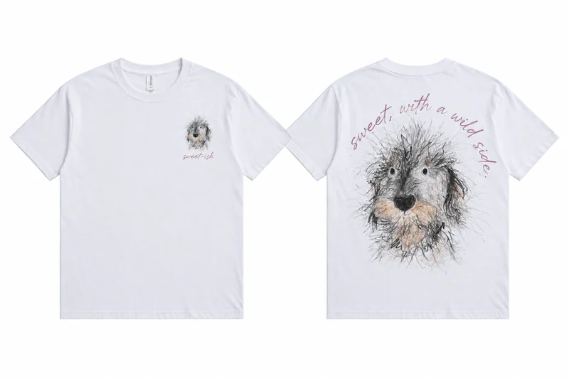 Front and back views of Sweet With a Wild Side Dog T-Shirt