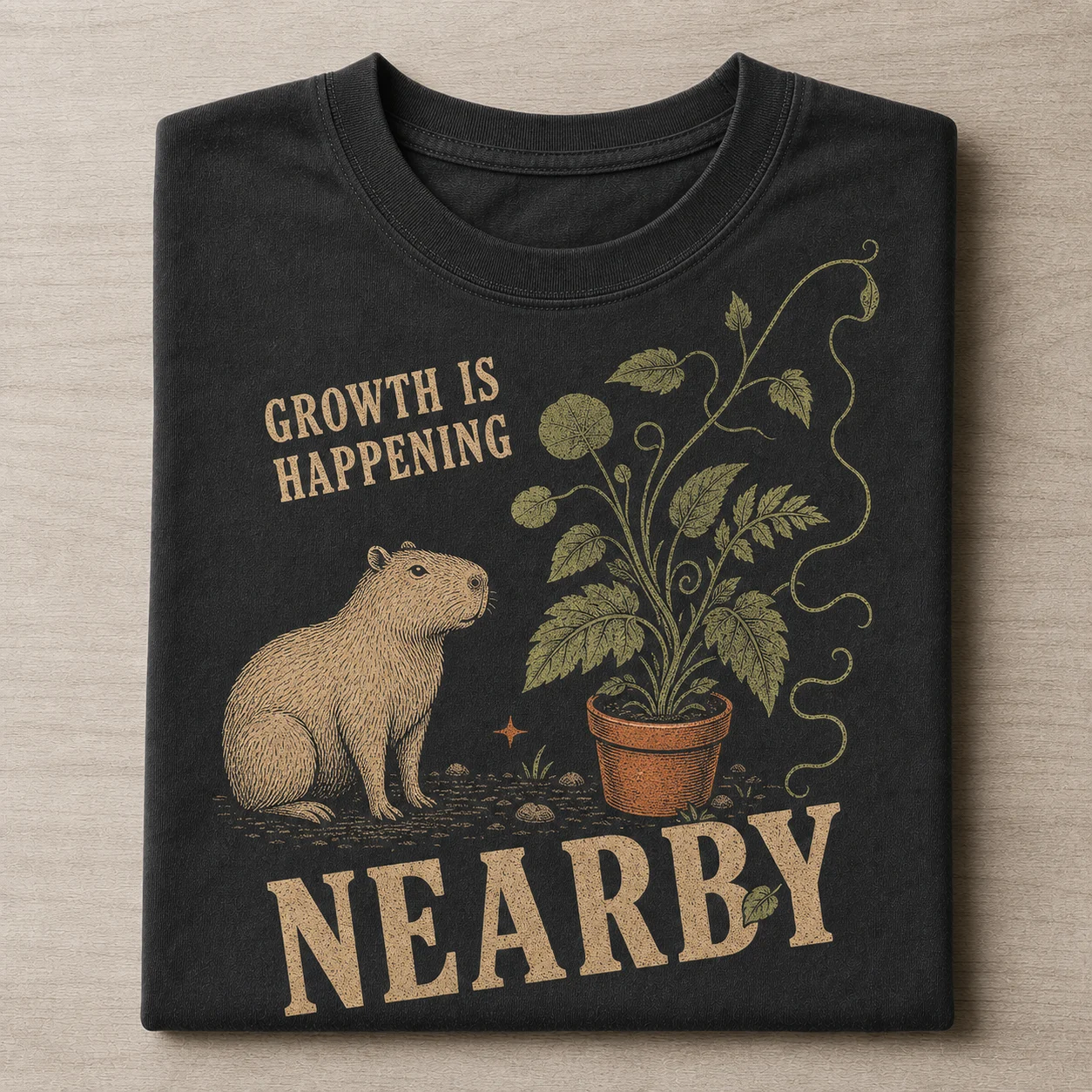 Growth Is Happening Nearby Capybara T-shirt