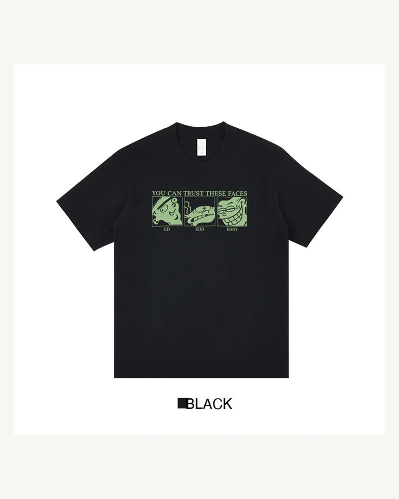 Black T-shirt with front graphic print